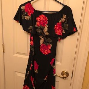 Maternity off the Shoulder Floral Print Dress